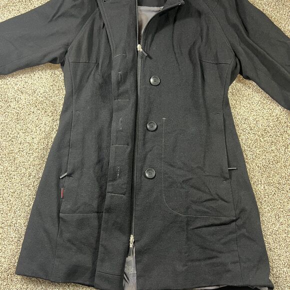 icebreaker Jacket Womens Medium Black Merino Wool Pea Coat Full Zip Classic - Picture 7 of 16